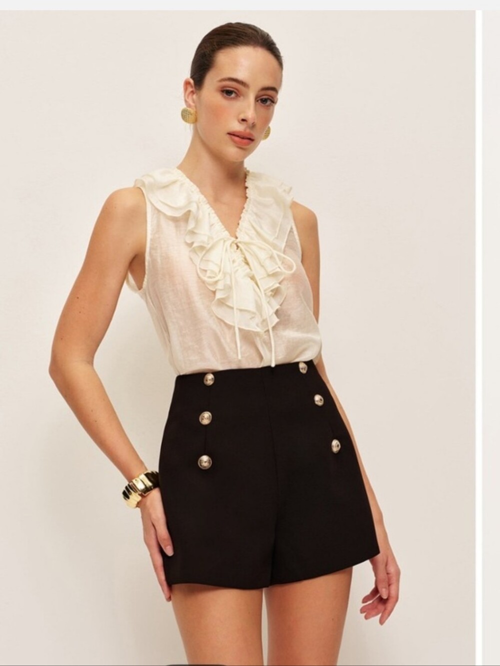 Nwt Rachel ZOEY Black Shorts Streachy Silver Buttons Pull On Box2
